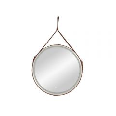 Зеркало для ванной с подсветкой Uperwood Round, 65 см, LED подсветка, сенсор, коричневый ремень
