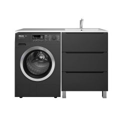 Тумба под стиральную машину Uperwood (Упервуд) Tanos, 60 см, напольная, черная, 3 ящика TTanosVMF60B3