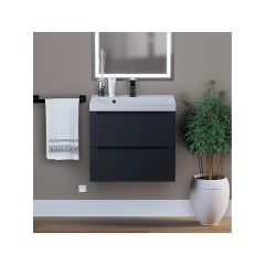 Тумба с раковиной для ванной Uperwood (Упервуд) Tanos, 60 см, подвесная, матовая, черная 291020252