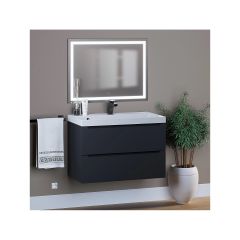 Тумба с раковиной для ванной Uperwood (Упервуд) Tanos, 80 см, подвесная, матовая, черная 291020254