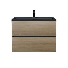 Тумба под раковину для ванной Uperwood Barsa, 70 см, подвесная, черная/дуб сонома