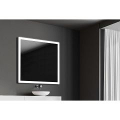 Зеркало Led Xpertials Etna, прямоугольное 100х80 см: датчик подсветки с диммером и датчик антизапотевания, профиль матовая сталь 84354135-43561