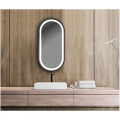 Зеркало Led Xpertials Klara Led Capsula, овальное 50х80 см: датчик подсветки с диммером и датчик антизапотевания, профиль черный матовый 84354135-60728