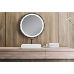 Зеркало Led Xpertials Klara Led Redondo, круглое 80 см: датчик подсветки с диммером и датчик антизапотевания, профиль черный матовый 84354135-60711