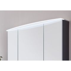 Зеркальный шкаф Marlin 3040city 120 см (3 двери) с LED подсветкой в козырьке из оргстекла, цвет белый глянец SAOE12(042)
