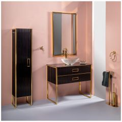 Столешница Армади Арт Monaco Черный 853-100-B, Armadi Art с стеклом 100см прямая BLACK