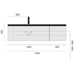 Тумба Армади Арт QUATRO 2 Черный 140 см профиль ANTHRACITE 790-M2-140-W-A, Armadi Art
