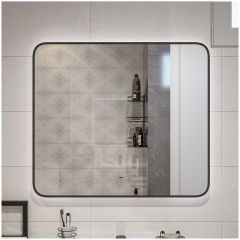 Зеркало Диво Кострома 80x70 см, ореольная подсветка диодная, бесконтактный выключатель, прямоугольное, черная окантовка, ЗЛП1748, Diwo