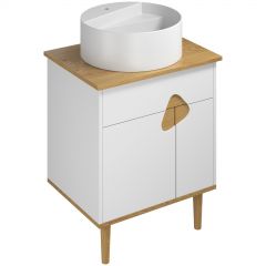 Тумба с раковиной Вог Sense 60 ultra white&amp;natural oak, Voq