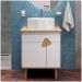 Тумба с раковиной Вог Sense 60 ultra white&amp;natural oak, Voq