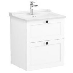 Тумба с раковиной Vitra Root Classic 60 см с классической раковиной 2 ящика матовый белый (68848)