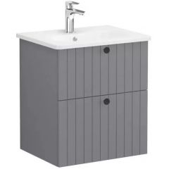 Тумба с раковиной Vitra Root Groove 60 см 2 ящика матовый серый (69417)