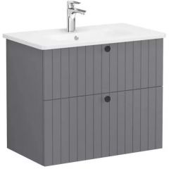 Тумба с раковиной Vitra Root Groove 80 см 2 ящика матовый серый (69438)