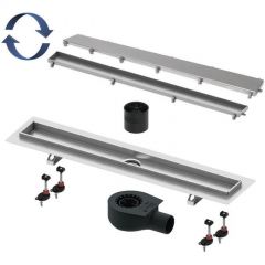 Комплект TECE (ТЕСЕ) TECElinus для монтажа дренажного канала 2 в 1 с основой для плитки tile и steel с мембраной Хром матовый 600 мм, 15103069