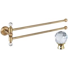 Полотенцедержатель двойной, поворотный Cezares Aphrodite, цвет золото, Swarovski APHRODITE-TD09-03/24-Sw