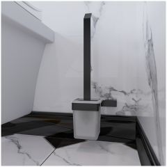 Ершик для унитаза DEKOR BANYO SS 304 Black SS304 6009 04 настенный, матовый черный, с подставкой и держателем