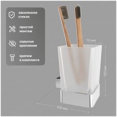 Стакан для ванной DEKOR BANYO SS 304 SS304 006 настенный, хром, стеклянный