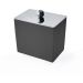 Универсальная баночка 3SC (3СК) Mood Black, 10х10х7 см, с крышкой, настольная, композит Solid Surface, Хром, MN48ASL