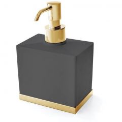 Дозатор настольный 3SC (3СК) Mood Deluxe, композит Solid Surface, черный матовый, золото 24к, MDN01DAGD