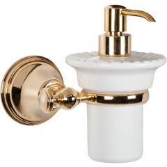 Подвесной дозатор TW collection Harmony керамический для жидкого мыла, белый, золото, TWHA108oro