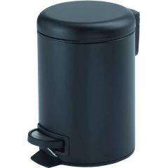 Круглый контейнер для мусора Gedy Potty с педалью (5 л.), крышка soft close, цвет черный матовый 3309(14)