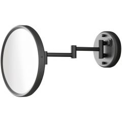 Зеркало косметическое Gedy Sarah настенное круглое (3x) с LED подсветкой (прямое подключение), цвет черный матовый 2100(14)
