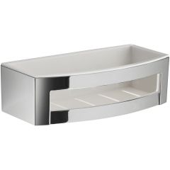 Решётка прямоугольная 1-уровневая c ABS вкладышем Gedy (24,2х11,6хh7,3), цвет хром - белый пластик A718(23)