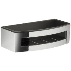 Решётка прямоугольная 1-уровневая c ABS вкладышем Gedy (24,2х11,6хh7,3), цвет хром - черный пластик A718(43)