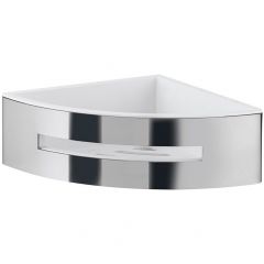 Решётка угловая 1-уровневая c ABS вкладышем Gedy (19,8х19,8хh7,2), цвет хром - белый пластик 7780(23)