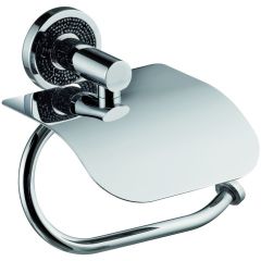 Бумагодержатель Sanibano Ebano с крышкой, цвет хром-кристаллы Swarovski black H2014/06B