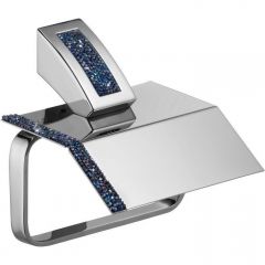 Бумагодержатель Sanibano Estrella с крышкой, цвет хром-кристаллы Swarovski bermudа blue H9300/06TBB