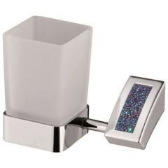 Стакан настенный стеклянный Sanibano Estrella, цвет хром-кристаллы Swarovski bermudа blue H9300/16BB