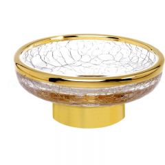 Мыльница на металлическом основании Surya Crystal11,5х11,5хh4,5 см, прозрачное стекло, цвет золото 6602/GO-OPG