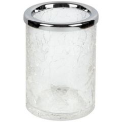 Стакан Surya Crystal 7х7хh10 см, эффект битого стекла, цвет хром 6601/CH-CRD