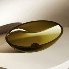 Раковина накладная прозрачная Abber (Аббер) Kristall оливковая 500х350х150 мм AT2802Vesuvian