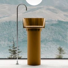 Раковина отдельностоящая прозрачная Abber (Аббер) Kristall оливковая 450х450х900 мм AT2702Vesuvian-H