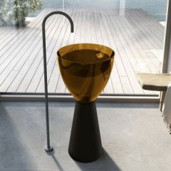 Раковина отдельностоящая прозрачная Abber (Аббер) Kristall черный/оливковый 450х450х900 мм AT2703Black-Vesuvian