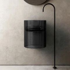 Раковина подвесная прозрачная Abber (Аббер) Kristall AT2704Onyx черная