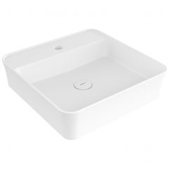 Накладная раковина Боччи Slim Line 1598-001-0126 45 глянцевая белая, квадратная, с 1 отверстием под смеситель, Bocchi