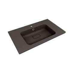 Раковина кварцевая для ванной Uperwood (Упервуд) Lagoon Quartz, 80 см, прямоугольная, черный матовый, уголь 297000016