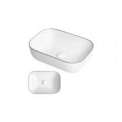 Раковина накладная RoxenBath (РоксенБаз) Antares Gold 450х330х135 мм, 570160-G, белый, золотистый