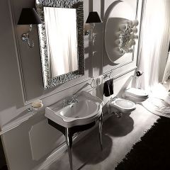 Консоль с белой раковиной Kerasan (Керасан) Retro 73 см, подвесная, цвет: черный / хром