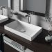Раковина Toto TR Lavatory 60x38x13.7 см, без отверстий, полувстраиваемая, с переливом, CeFiONtect, LinearCeram, цвет: белый L4716RE#XW