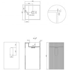 Раковина напольная рифленая с трех сторон Cube Corian 480х480х850 мм Matt White 802-3R-MW Армади Арт MW (белый)