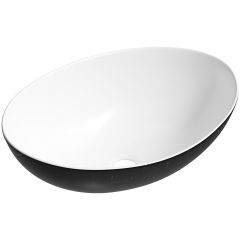 Накладная раковина Створки Молде 58x38 черный мрамор, белая, овальная, искусственный камень, ореол, M.ha.Z, Stworki