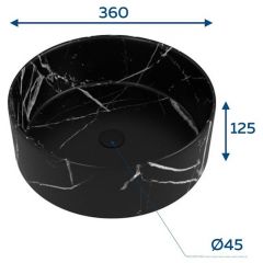 Накладная раковина Створки Копенгаген CO50183 D35т матовый черный мрамор, круглая, Stworki