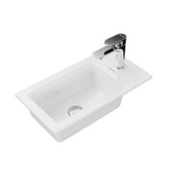 Раковина Kerama Marazzi (Керама Марацци) Lato, встраиваемая сверху, 50х27х14,9 см, с 1 отверстием, цвет: белая глянцевая, LA.wb.50