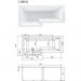 Ванна акриловая асимметричная 1MarKa (1Марка) Linea L 1650х850 белый (01лин16585л)