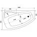 Акриловая ванна Створки Монтре 150x90 см, угловая, левая, пристенная, белая, асимметричная, с каркасом, с сиденьем, Mn1500L, Stworki