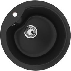 Мойка кухонная Ulgran из искусственного мрамора круглая  U-102, цвет: ультра-черный, база: 45.5х45.5 см, арт. U-102-344